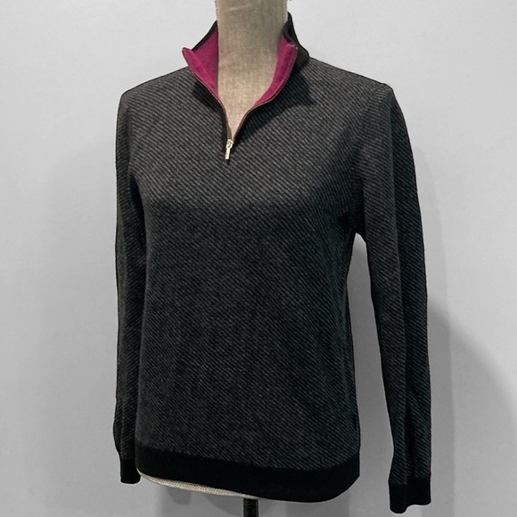 Ted Baker London Grey Wool Zip V neck Sweater Small Medium Fit 3 - Picture 3 of 16